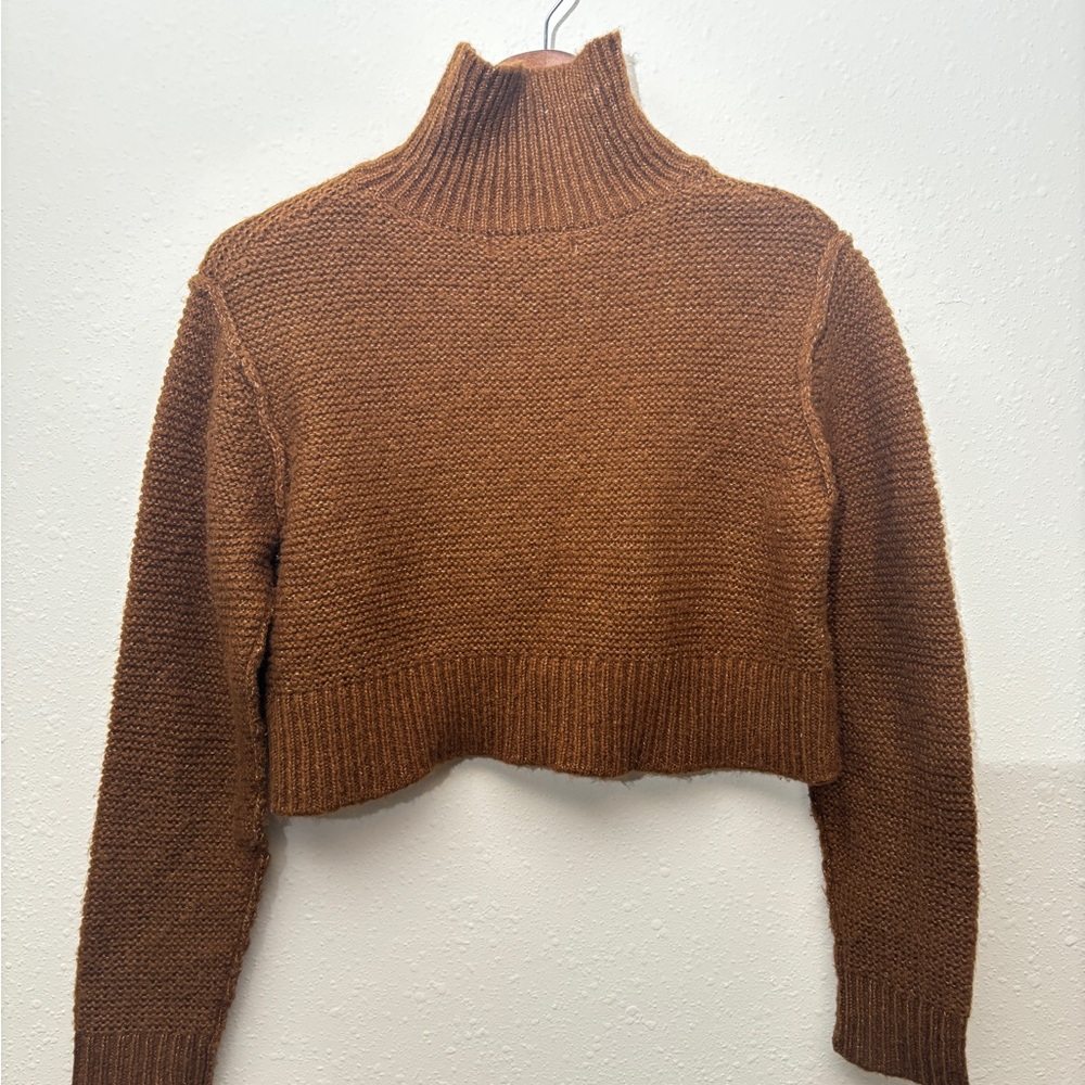 Elodie Cozy Brown Turtleneck Knit Sweater XS